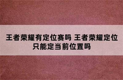 王者荣耀有定位赛吗 王者荣耀定位只能定当前位置吗